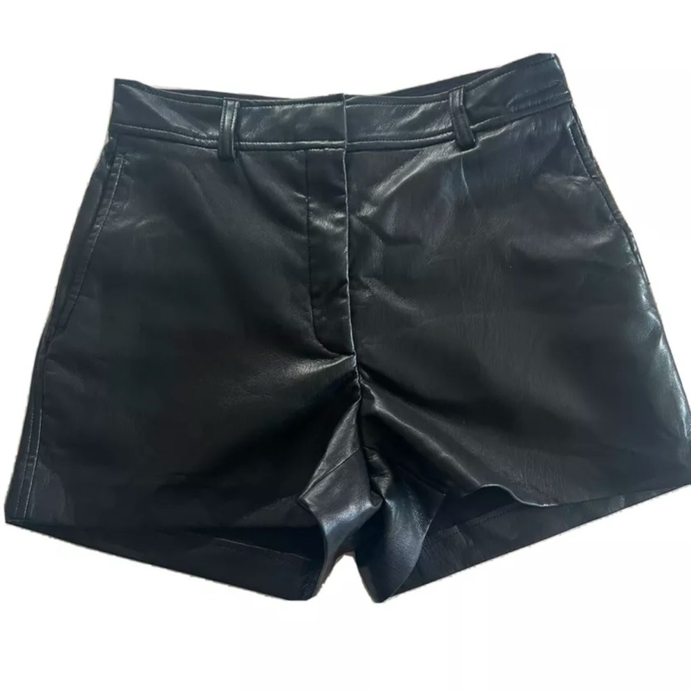 Babaton Black Leather Shorts